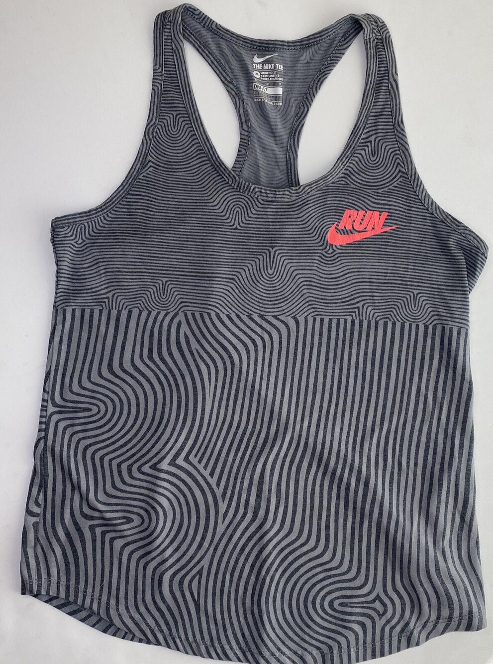 The Nike Tee Women's Size Medium Dri-Fit Athletic Cut Racerback gray RUN Tank